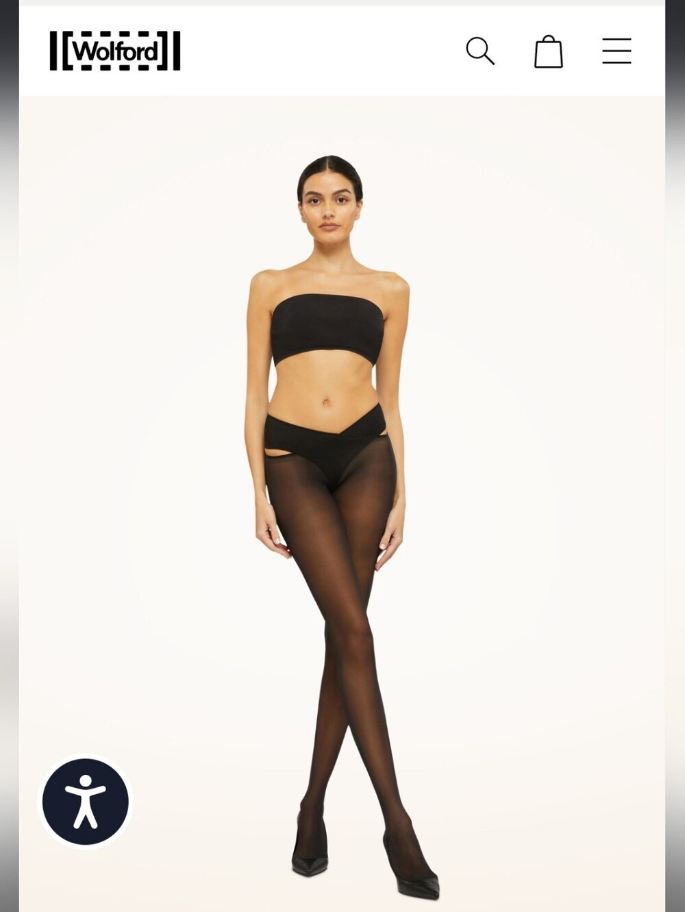 WOLFORD Stay Hip Stockings. Cult Classic 🖤 NEW IN SEALED PACKAGE. Black. Size L